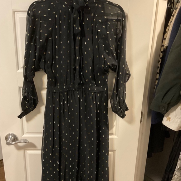 Ba&sh Romy Gathered Metallic Georgette Midi Dress - Picture 3 of 4